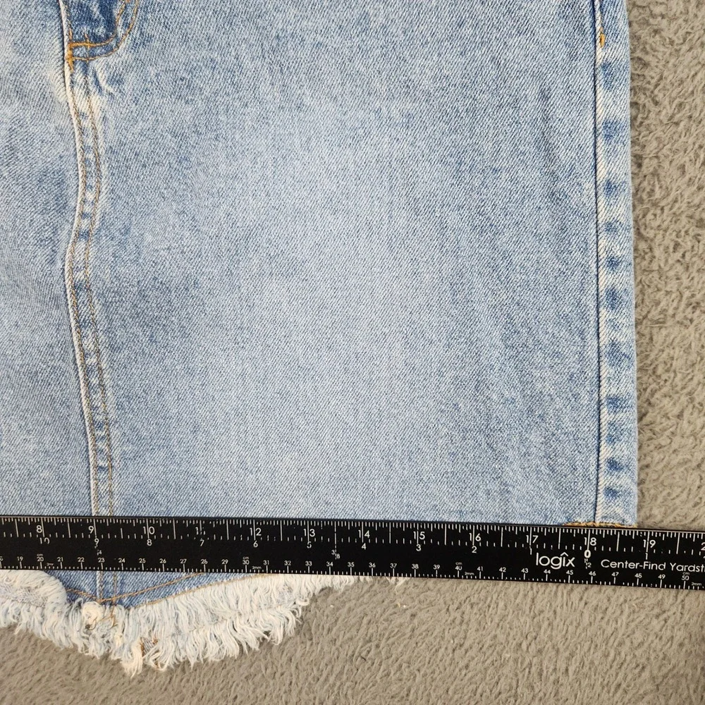 Bubblegum Denim Skirt Womens 5/6 Blue Mid Rise Frayed Hem Star Rivet Vintage Y2K